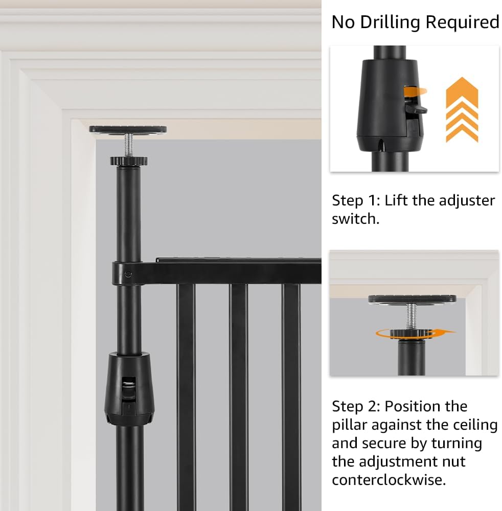 Detalle 2 de unipaws 218 cm High Extra Tall Cat Gate – Upgraded 3- Pillar Stability, Auto Close, No Drilling