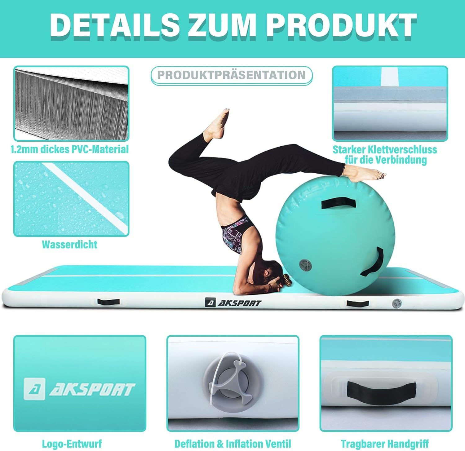 Detalle de AKSPORT Airtrack 3 m mit Air Roll