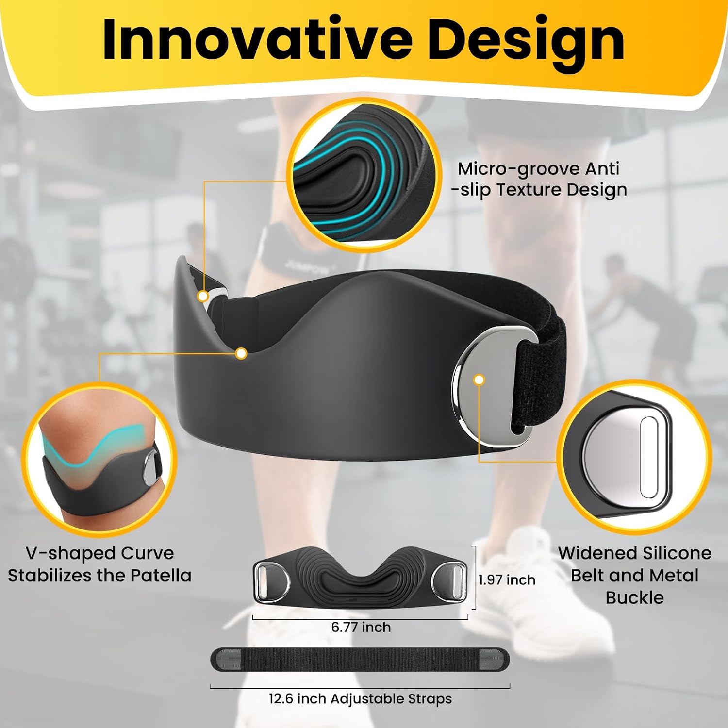 Detalle de CEYOME Silicone Patella Tendon Knee Strap – Adjustable Non-Slip Knee Brace (2 Pack) for Running, Hiking and Sports