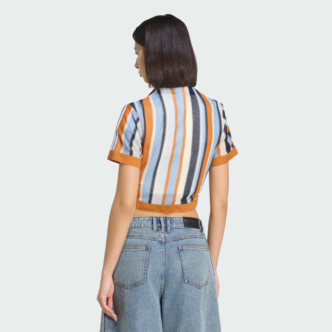 Detalle 2 de POLO Adidas Originals Summer Glow Striped Cropped – naranja