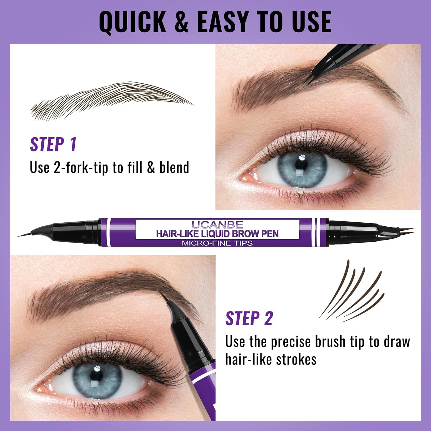 Detalle 2 de UCANBE Crayon Sourcils 2-en-1 Effet Microblading - Brun noirâtre
