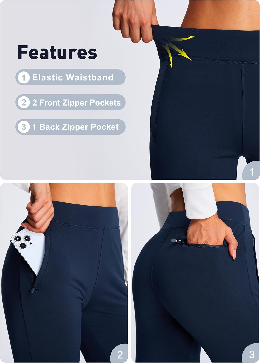 Thumbnail 4 de Libin Women's Fleece-Lined Flare Leggings, High-Waisted, Water-Resistant with Pockets