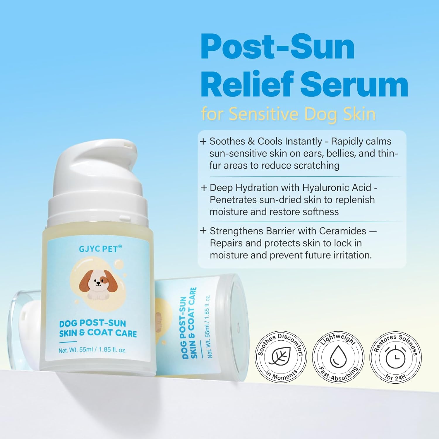 Detalle 2 de GJYC PET After-Sun Beruhigungsserum für Hunde – Feuchtigkeitsspendendes Hautpflege-Serum nach Sonnenex position