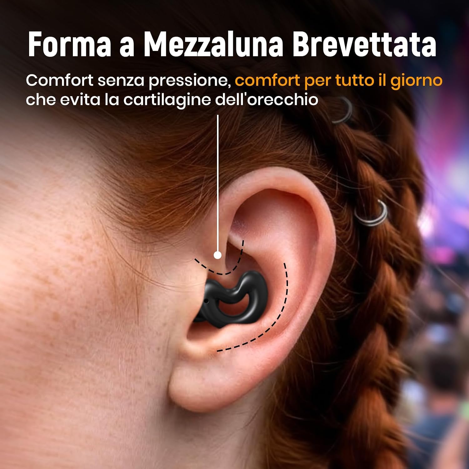 Detalle de Tappi orecchie per concerti con riduzione rumorosa 19 dB – comfort e protezione per festival e spettacoli live