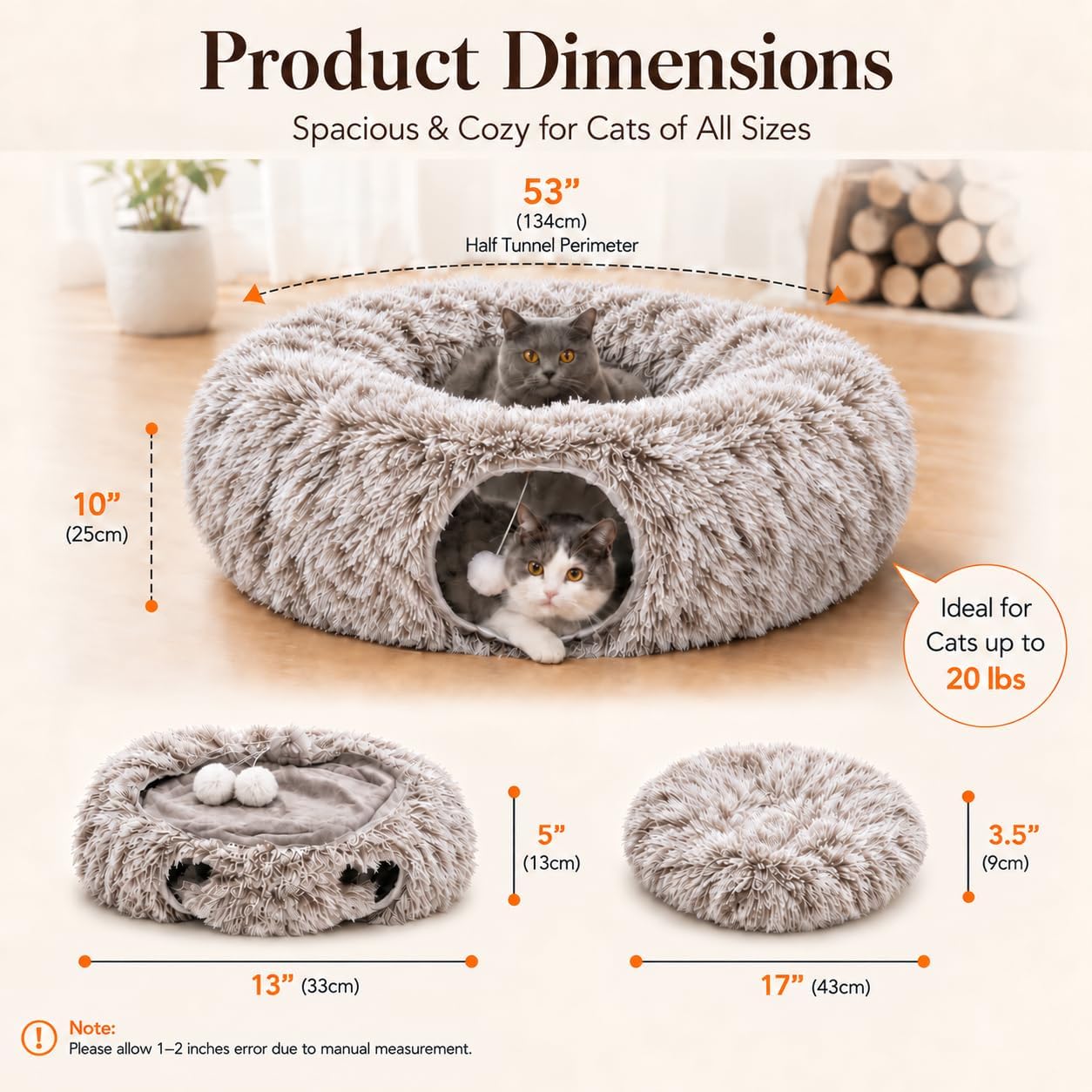 Detalle 2 de LUCKITTY Cat Tunnel Bed, 3 FT