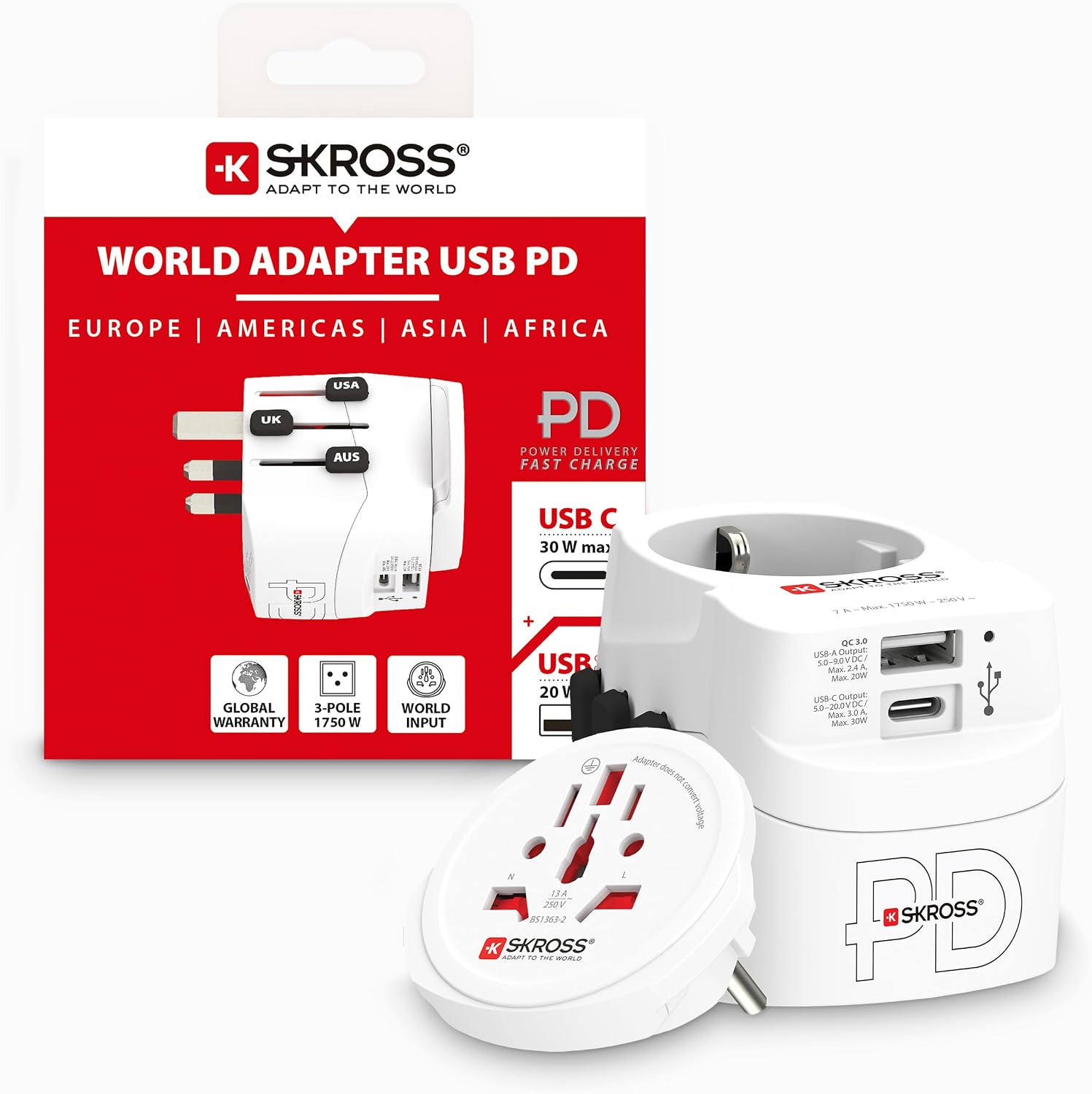 Detalle de SKROSS PRO Light AC30PD World Universal Travel Adapter