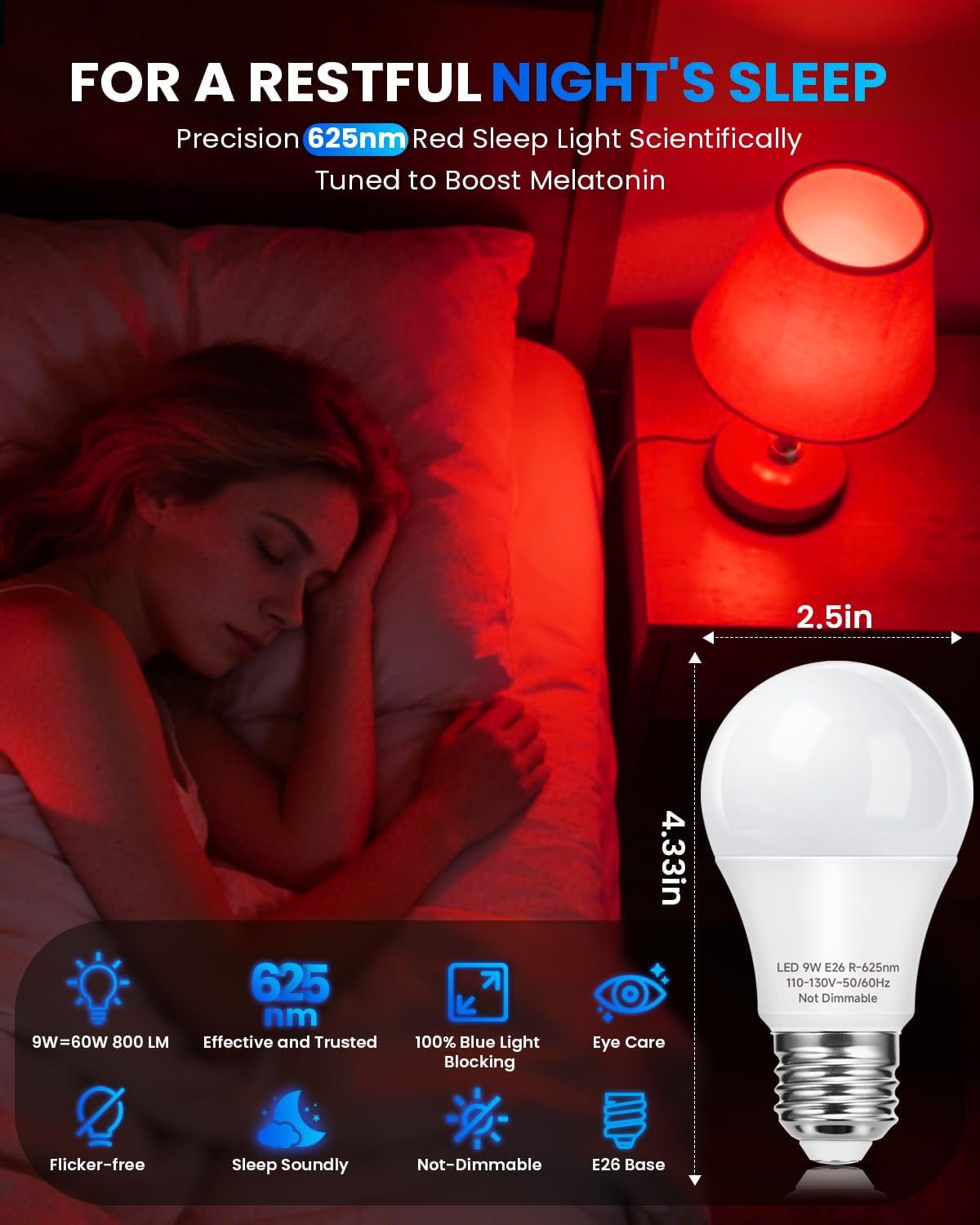 Detalle 2 de Eastiya Red Light Bulb A19