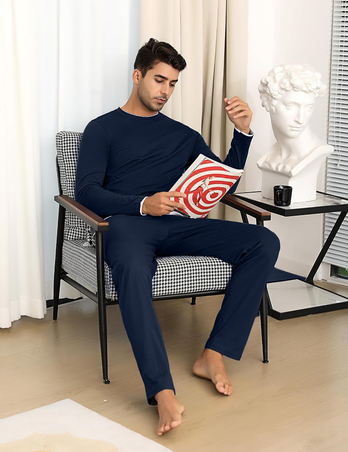 Detalle de Ensemble Pyjama Homme en coton doux pour l’hiver - Aseniza