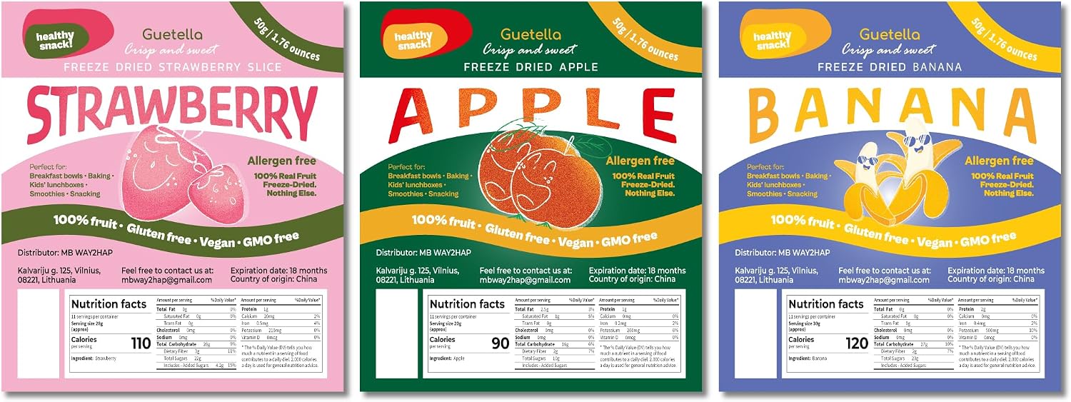 Detalle de Gefriergetrocknete Früchte Set – 150 g, Fruchtmix – 100% Frucht ohne Zusatzstoffe, knusprig vegan