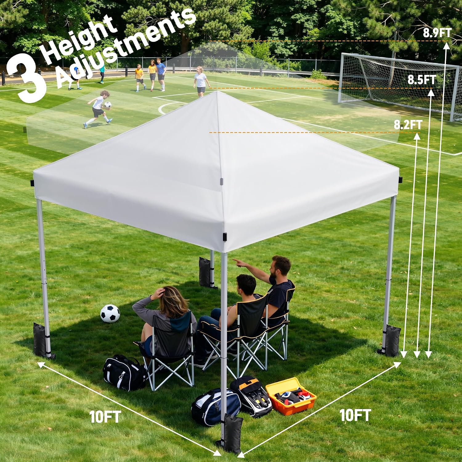 Detalle de Vinabilia WF250020 10x10 Pop-Up Canopy with One-Push Lock and UPF 50+ Fabric