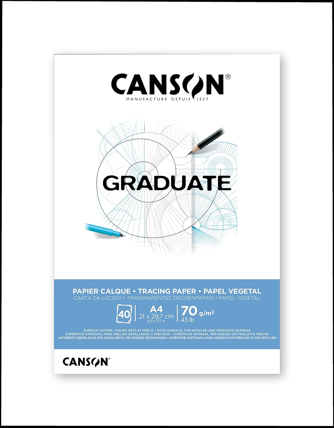 Detalle 2 de Canson GRADUATE Calque – Blocco disegno 40 fogli A3, 70 g/m², superficie satinata