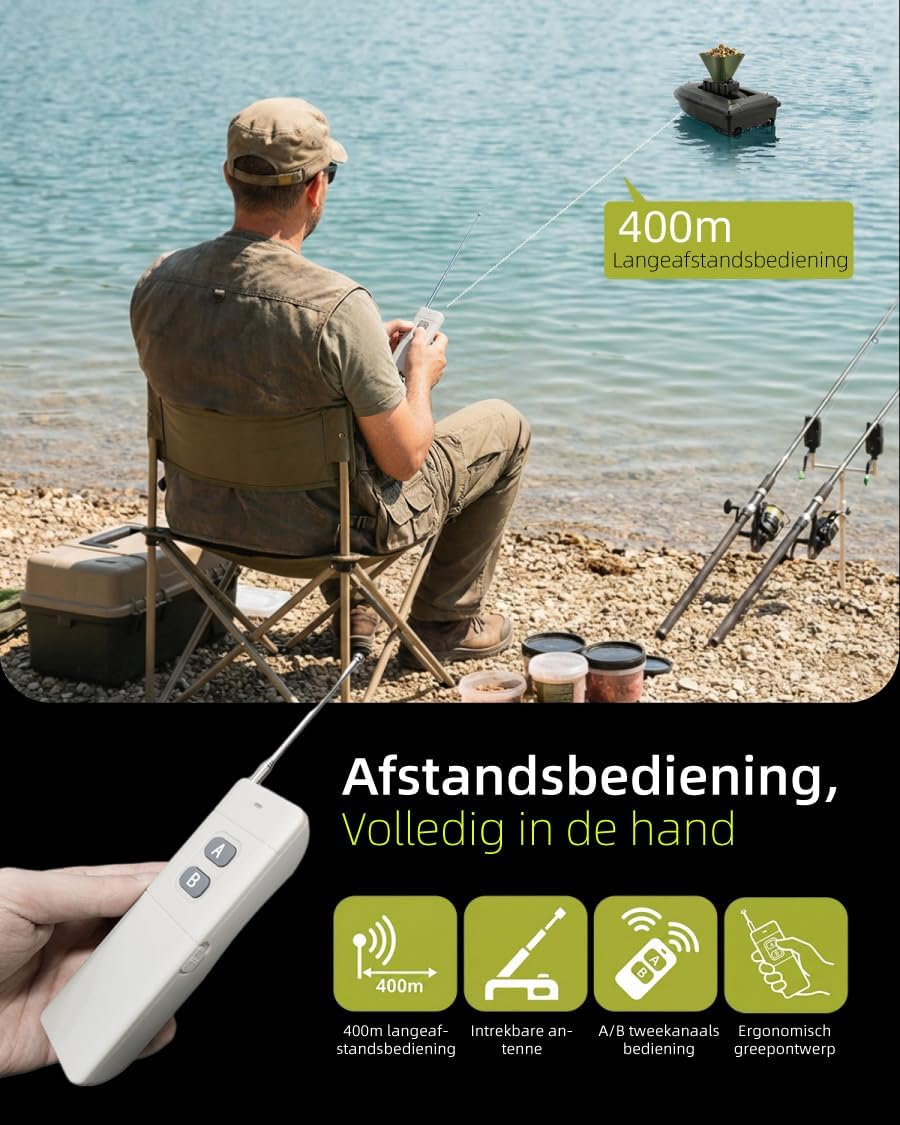Detalle de fourq SWQ-S1 roterende aasstrooier voor voerboten, 360° draaibaar