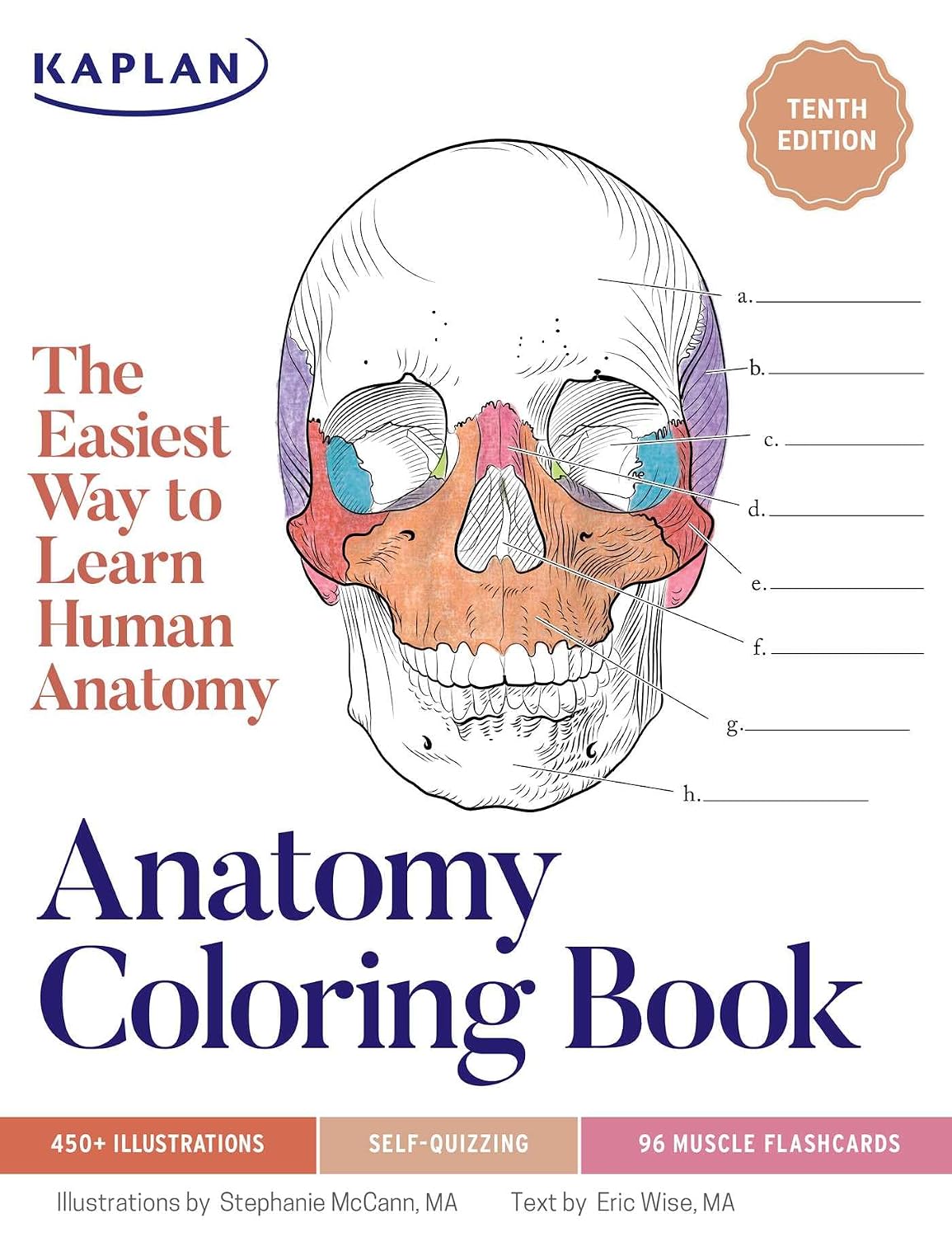 Detalle de Kaplan Test Prep Anatomy Coloring Book, 450+ Realistic Illustrations & Quizzes