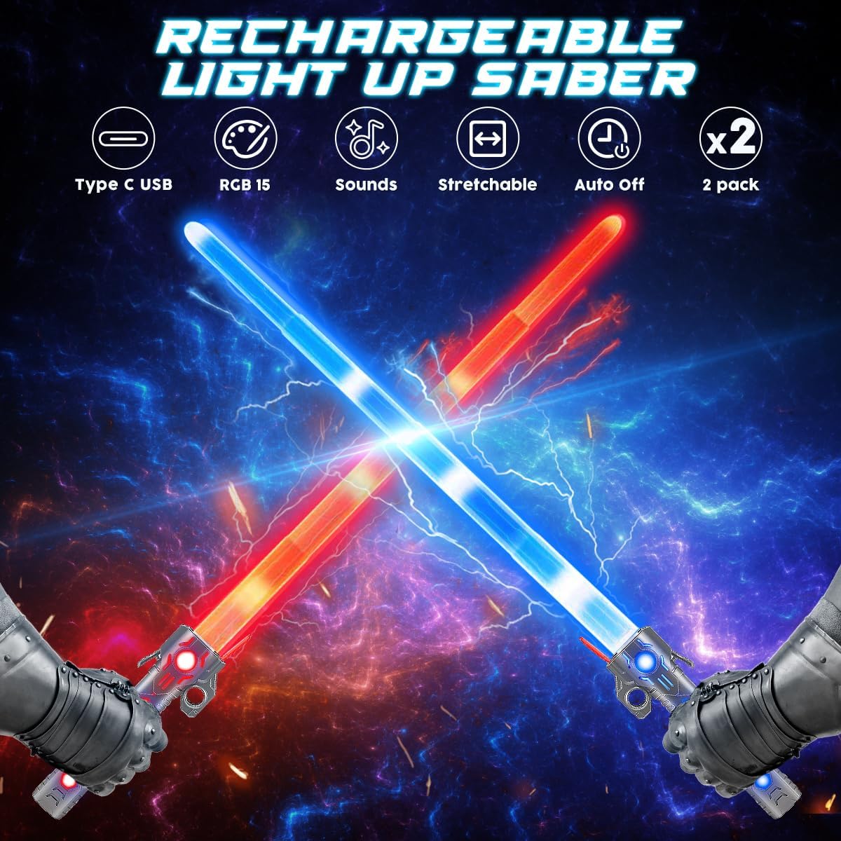 Detalle 2 de Sabres laser rechargeables VATOS 2 pièces