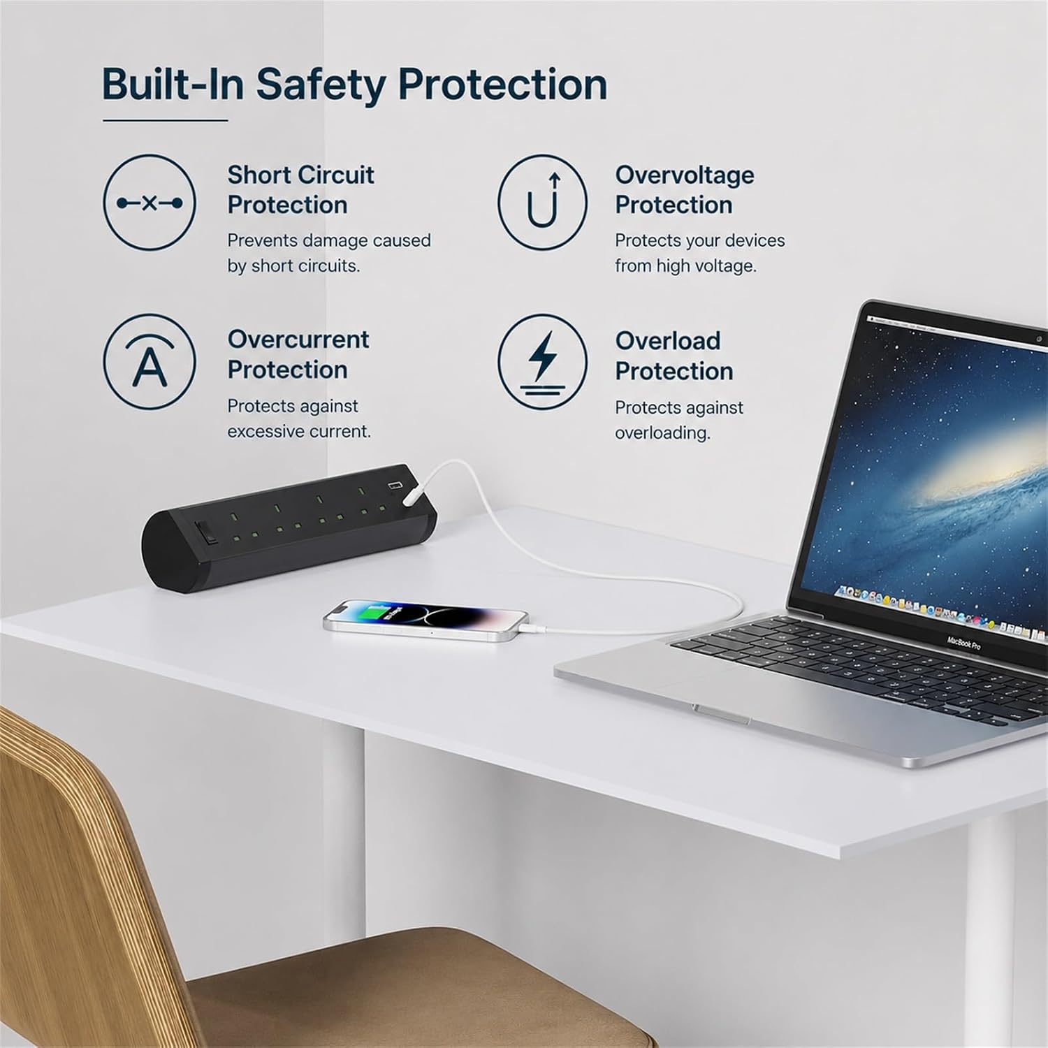 Thumbnail 5 de Haylink 4 Way Desk Extension Lead 3M with USB-C strip ๐