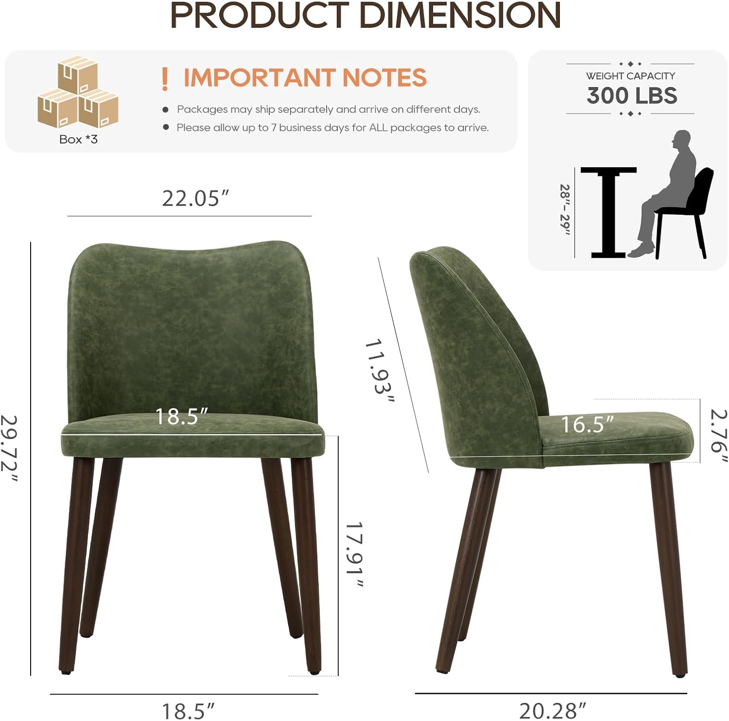 Detalle 2 de COLAMY 3008 Upholstered Dining Chairs, Set of 6, Green Fabric