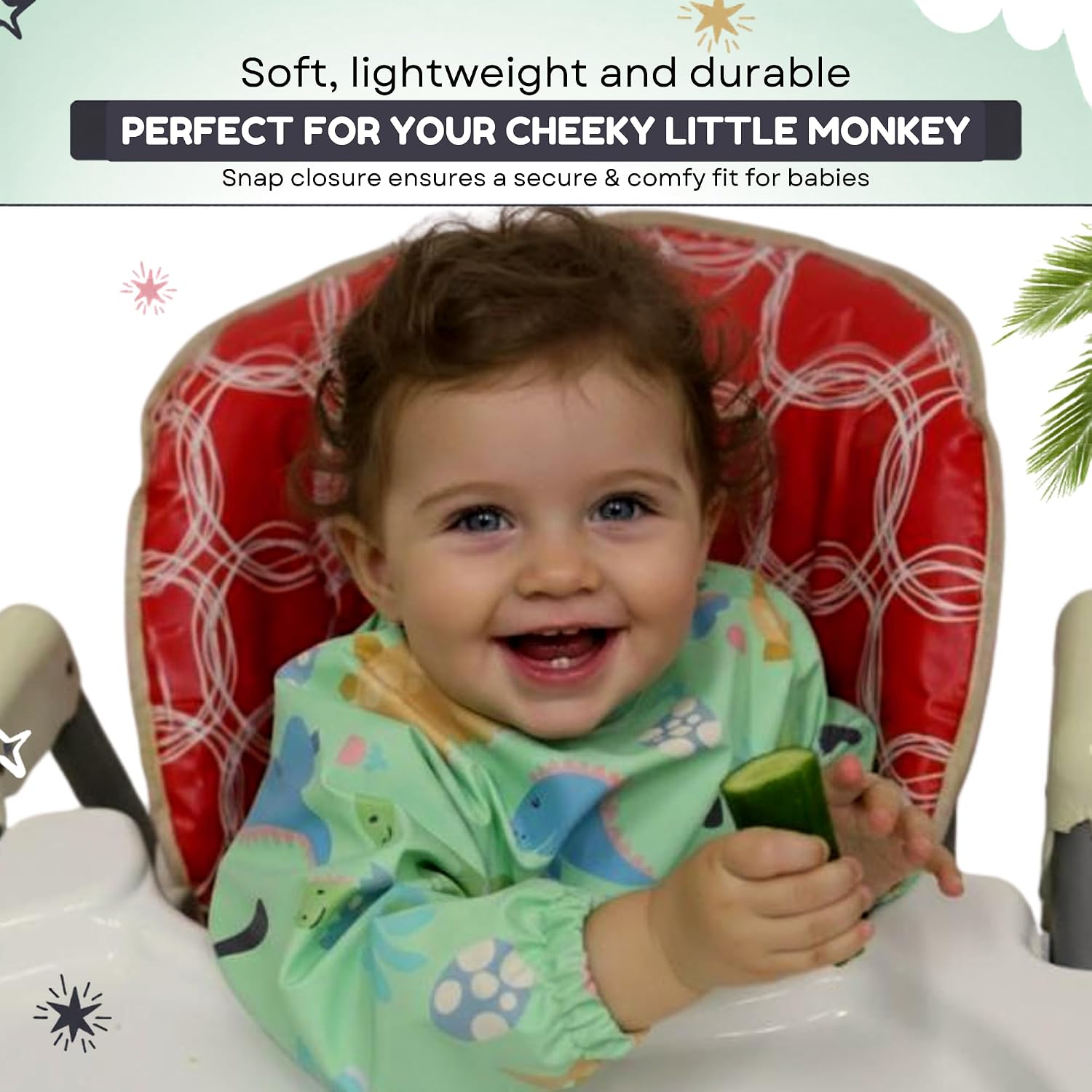 Thumbnail 4 de Cheeky Monkey Waterproof Long Sleeve Bibs with Sleeves (6–24 Months) for Weaning