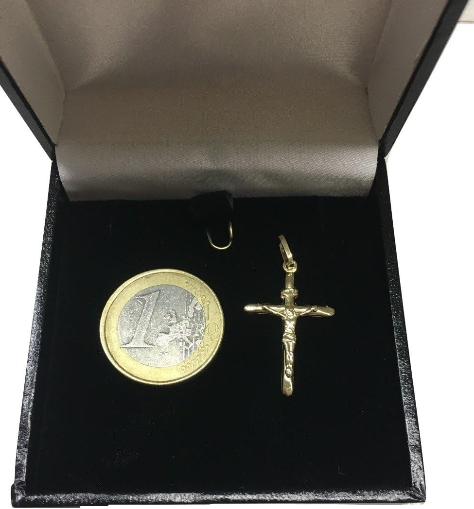 Detalle de Ciondolo crocifisso con Gesù in oro giallo 14K (585) – unisex, 27x17 mm, 1,10 g