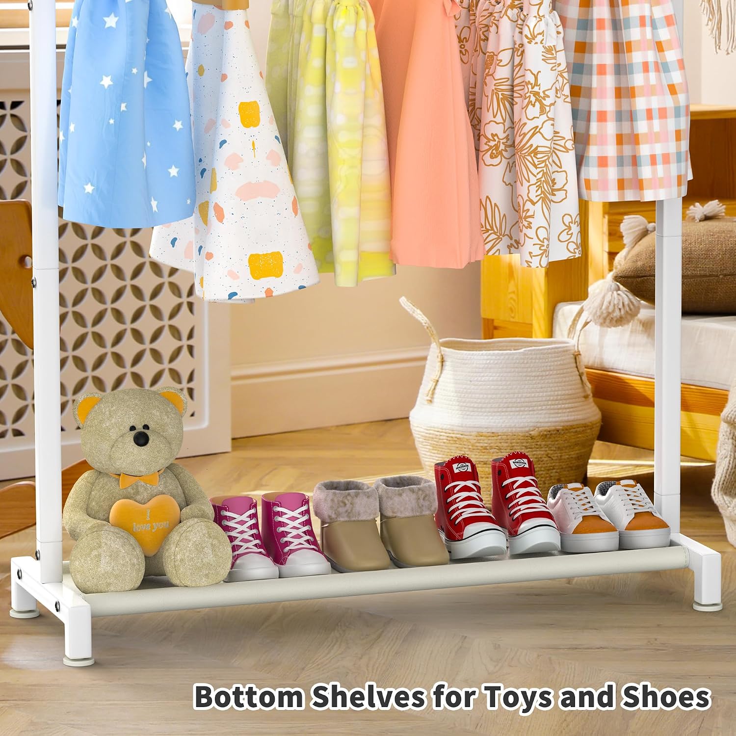 Detalle 1 de Livilord KCR-W kinderkledingrek van koolstofstaal met onderplank, wit
