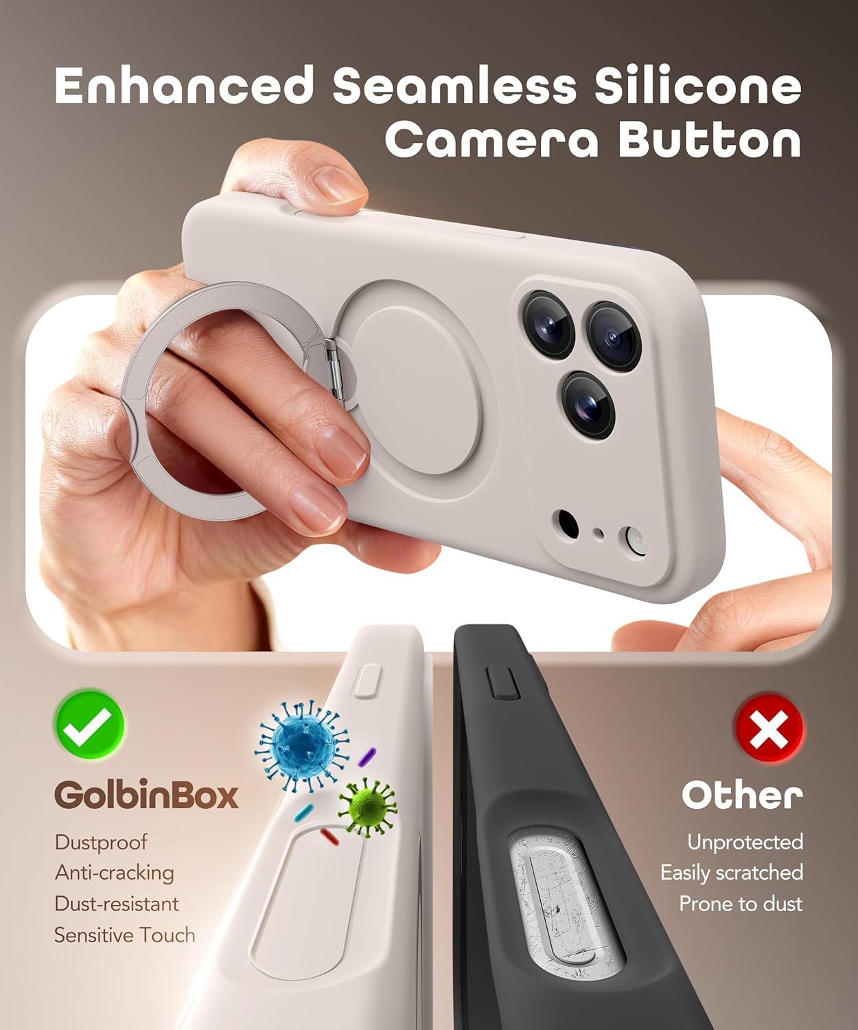 Thumbnail 5 de GolbinBox for iPhone 17 Pro Case with 360° Spin Magnetic Stand (MagSafe Compatible, Full Camera Protection)