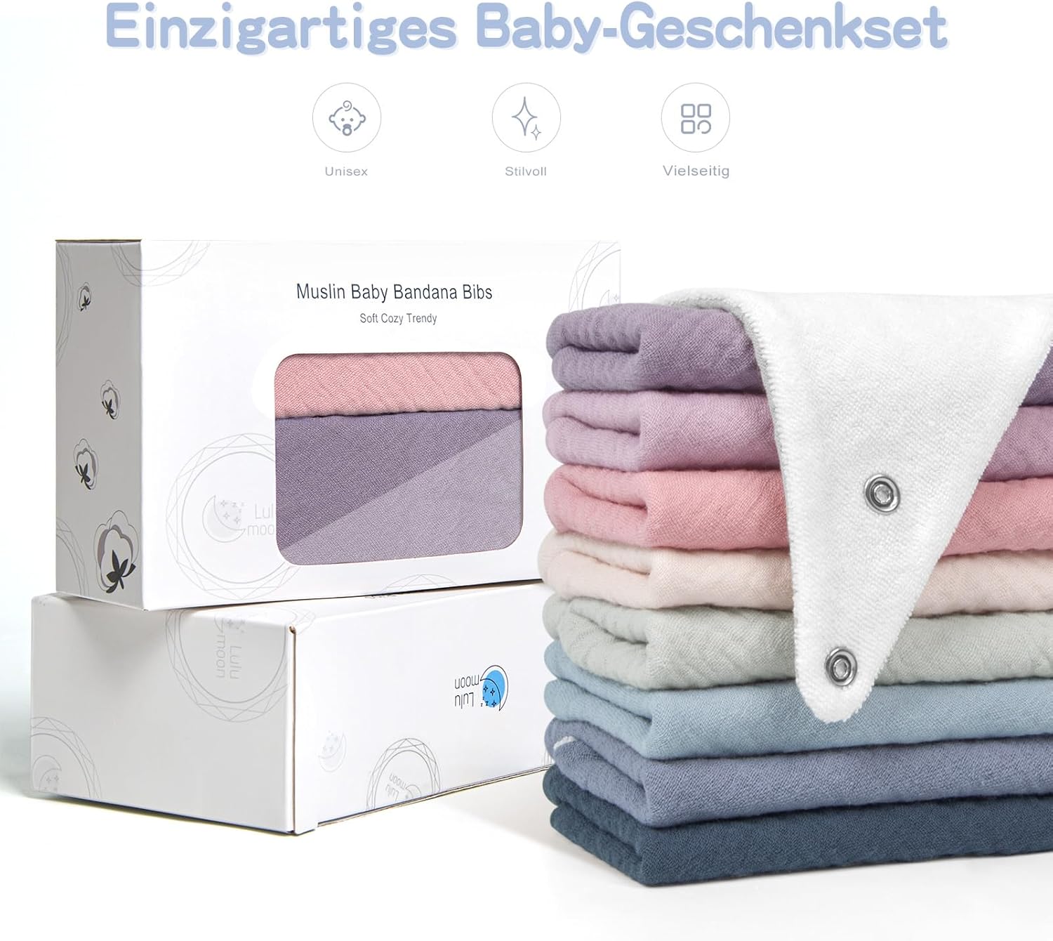 Thumbnail 6 de lulumoon Sabberlätzchen Baby Musselin Dreieckstuch – absorbent, wendbar und 3 Größen