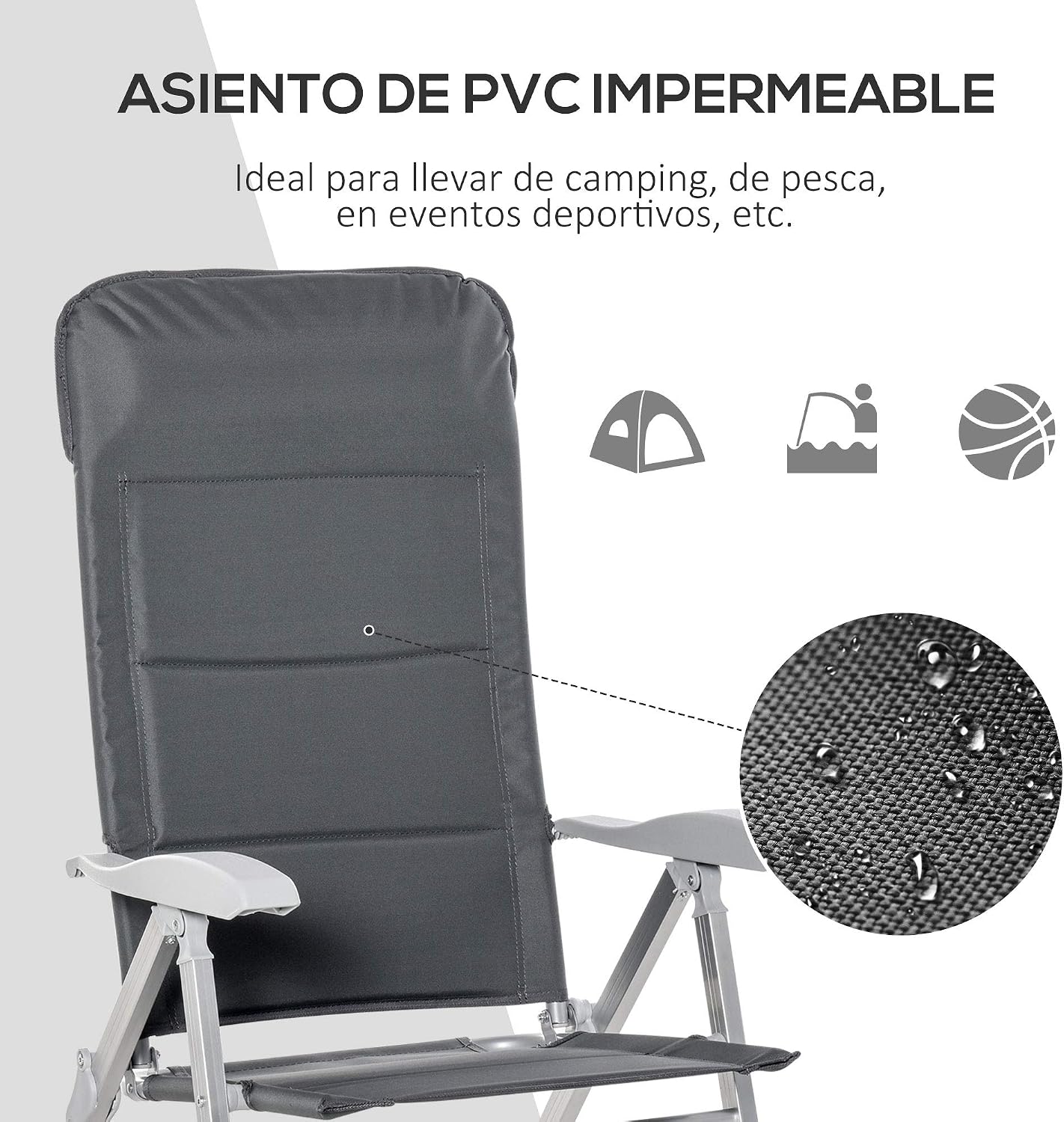 Thumbnail 5 de Outsunny Silla de Jardín plegable 75x61,5x114,5 cm