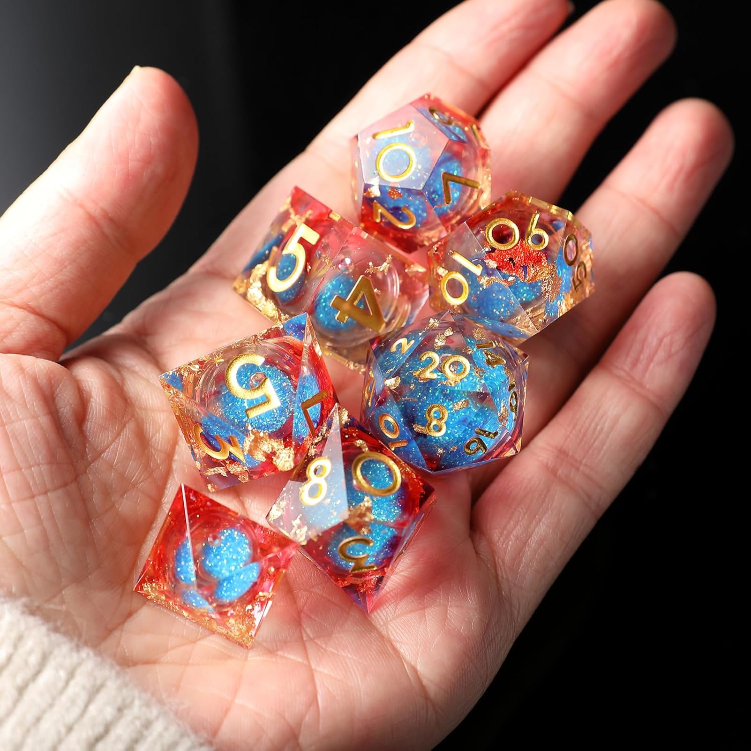 Thumbnail 4 de Liquid Core DND Dice Set 7pcs – Resin Sharp Edged Polyhedral Dice for Dungeons & Dragons