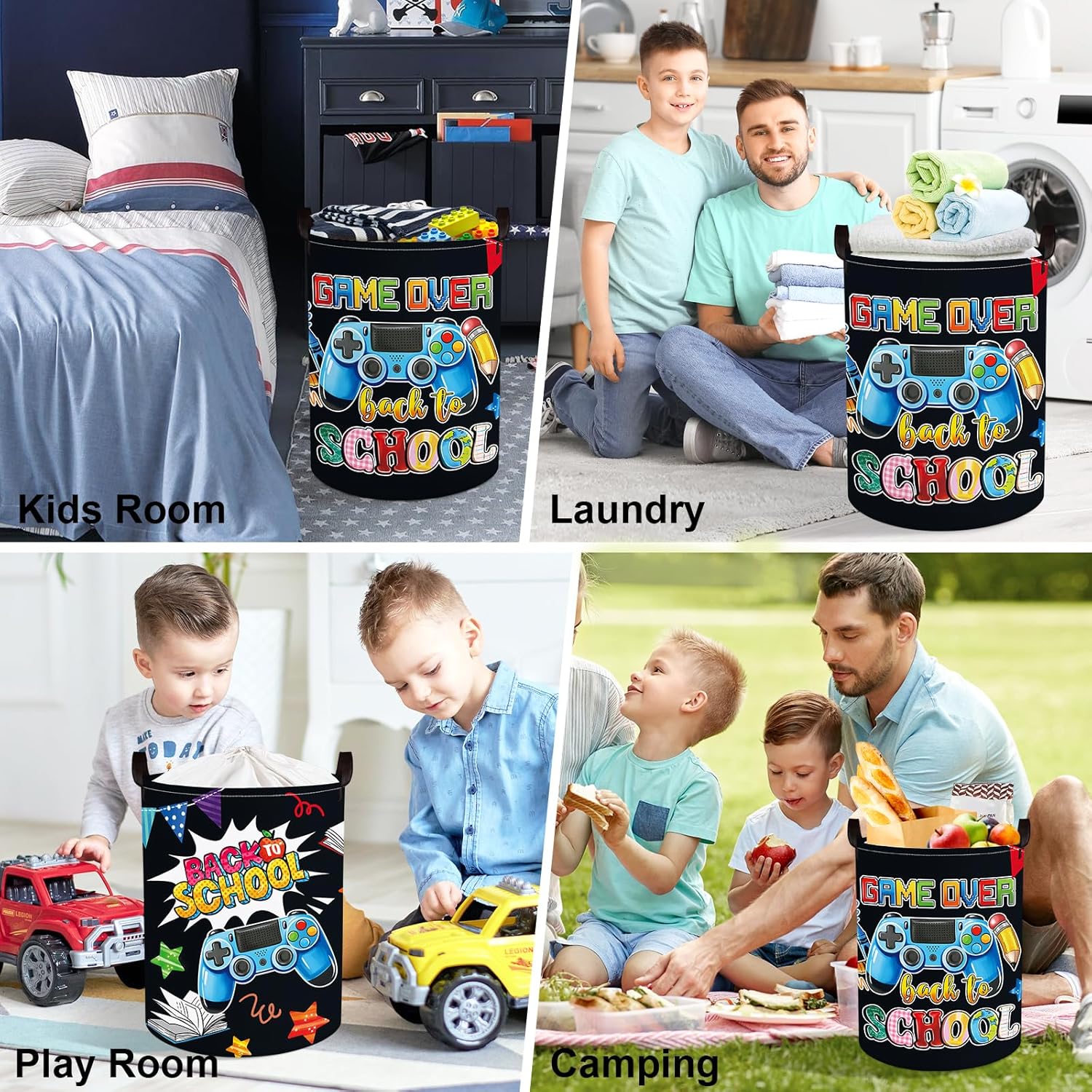 Thumbnail 6 de Clastyle Gamer Laundry Hamper Collapsible Clothes Basket for Kids – 36x45 cm, Black (Waterproof PE Coating)