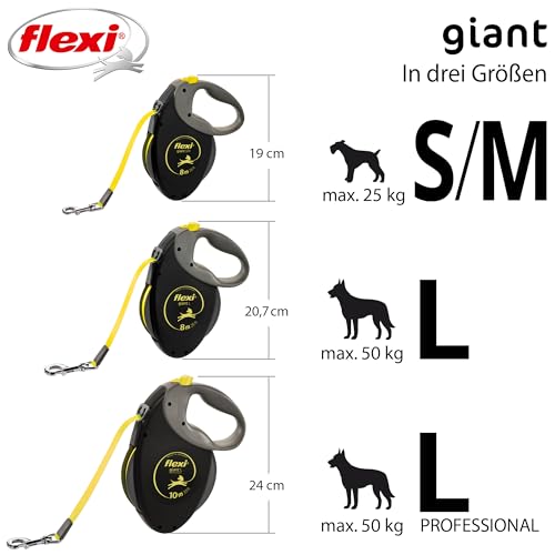 Detalle de flexi Giant S/M Hundeleine Roll-Länge 8 m – schwarz/neon-gelb