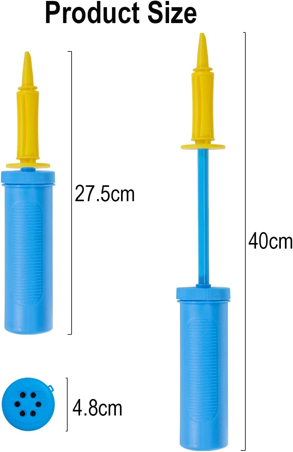 Detalle de Ballonpumpe Hand – Luftpumpe für Ballons, Blau/Rosa, 17,5 × 5 cm