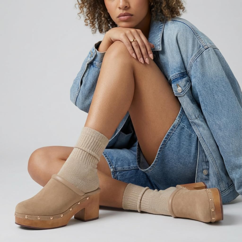 Detalle 1 de CUSHIONAIRE Women's Platform Clogs with Faux Wood Sole