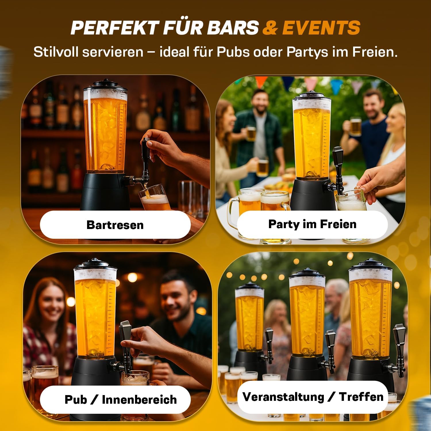 Thumbnail 6 de Biertower 4,0 Liter – Kult Biersäule mit LED-Beleuchtung & Eiskühlung