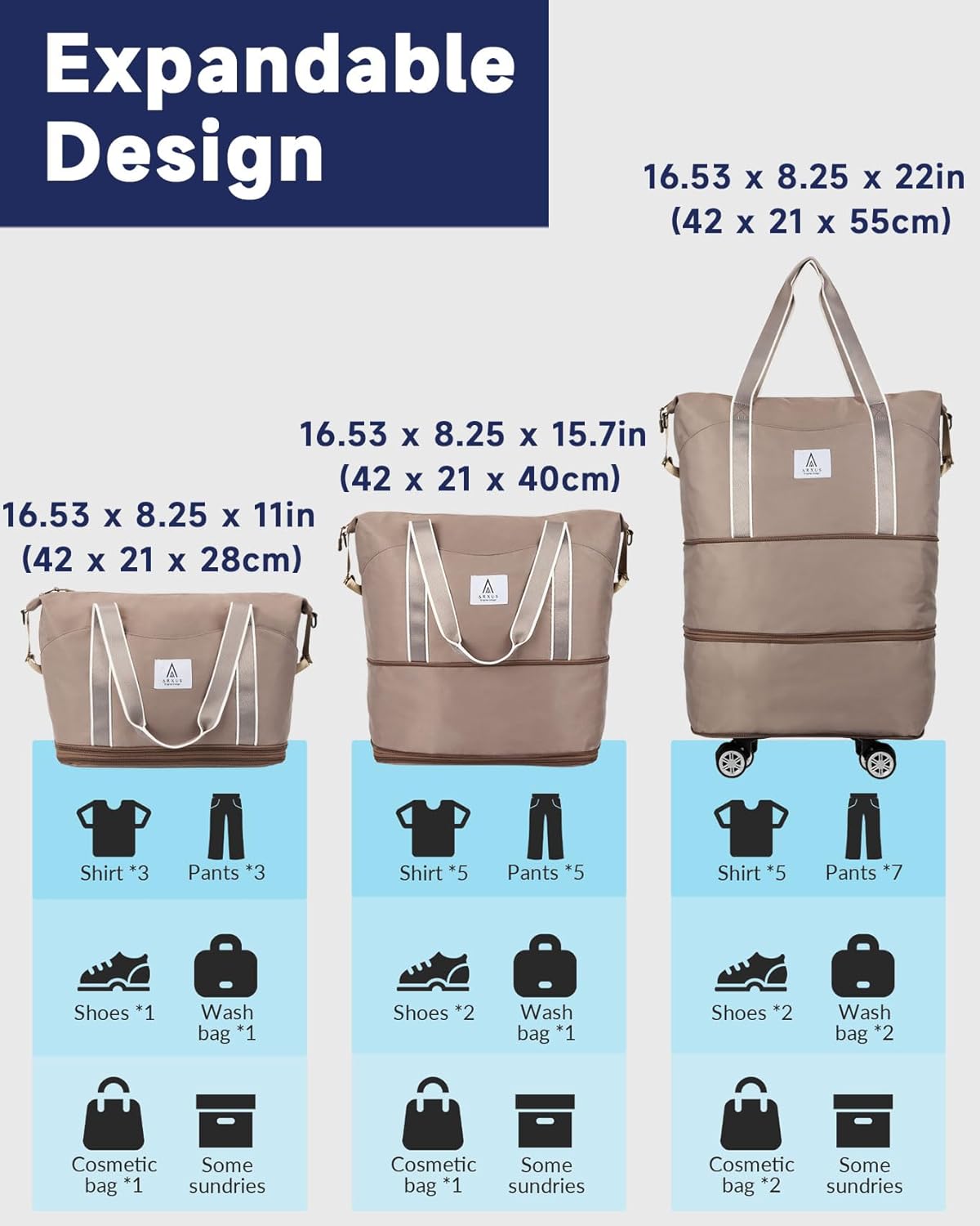 Detalle 2 de Arxus Reisetasche erweiterbar 55L