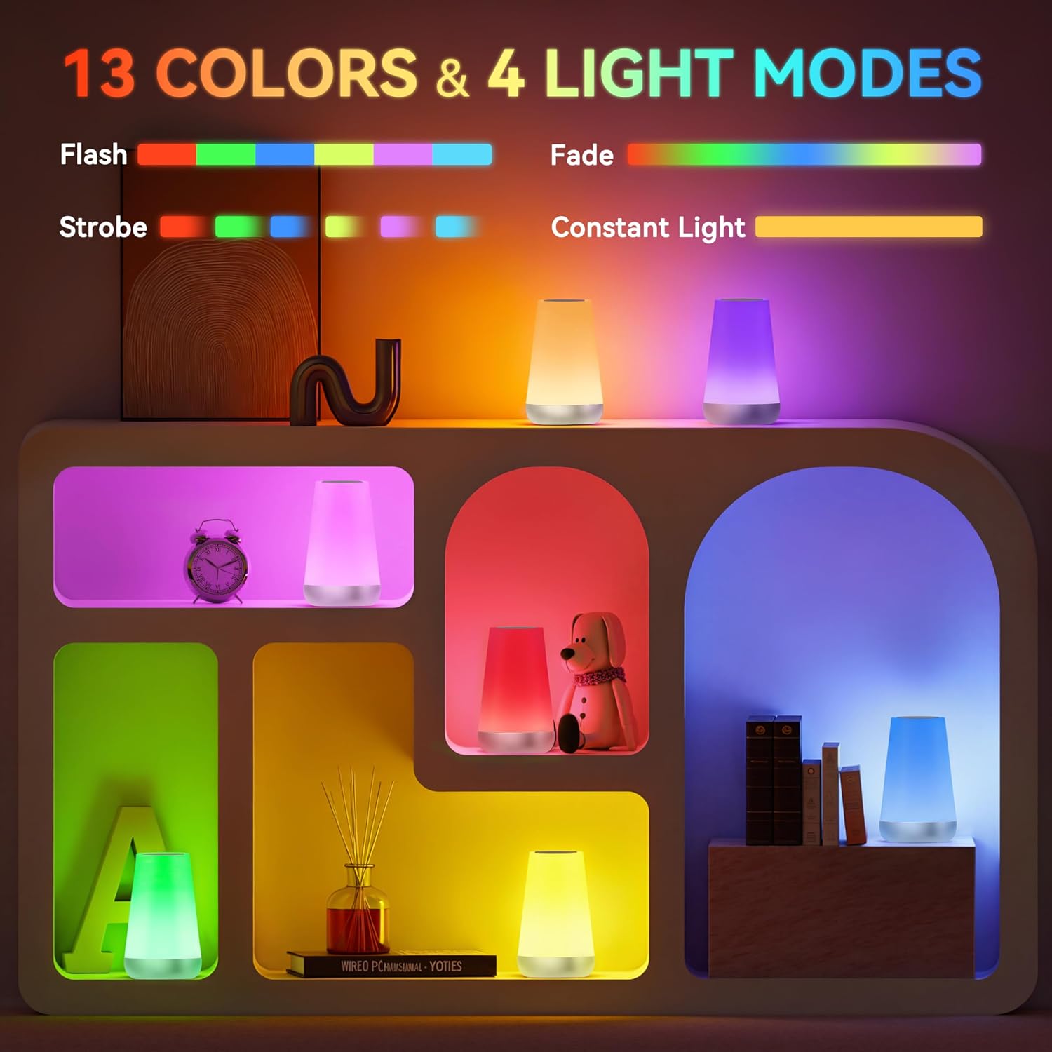Detalle 2 de Auxmir Night Light: LED Touch Table Lamp with 13 Colours, 5 Brightness Levels and Remote Control