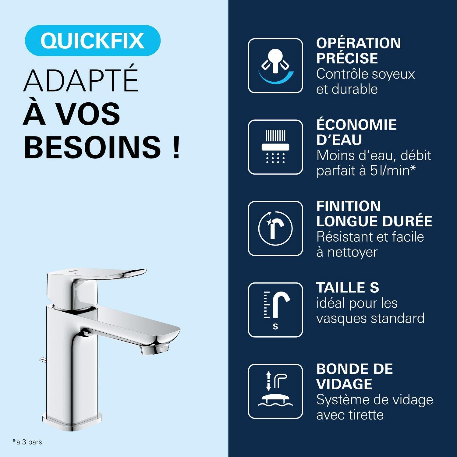 Thumbnail 2 de GROHE Dice Mitigeur monocommande Lavabo Taille S – Chrome 1018560000