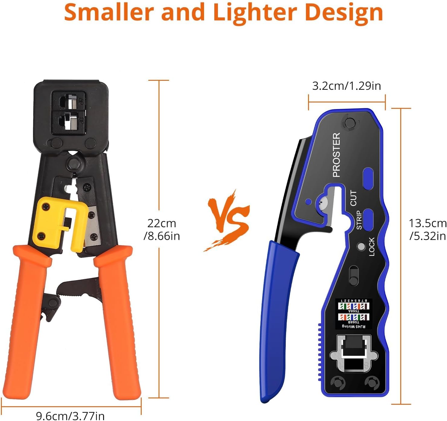 Thumbnail 6 de Proster RJ45 Pass-Through Crimping Tool Kit with 50 Cat6 Plugs