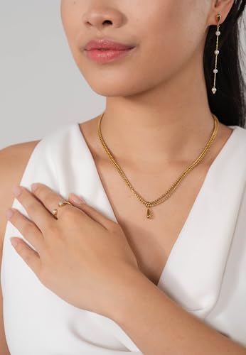 Detalle 2 de Purelei Dewdrop Ohrringe mit Muschelperlen, 75 mm, Edelstahl 18K vergoldet