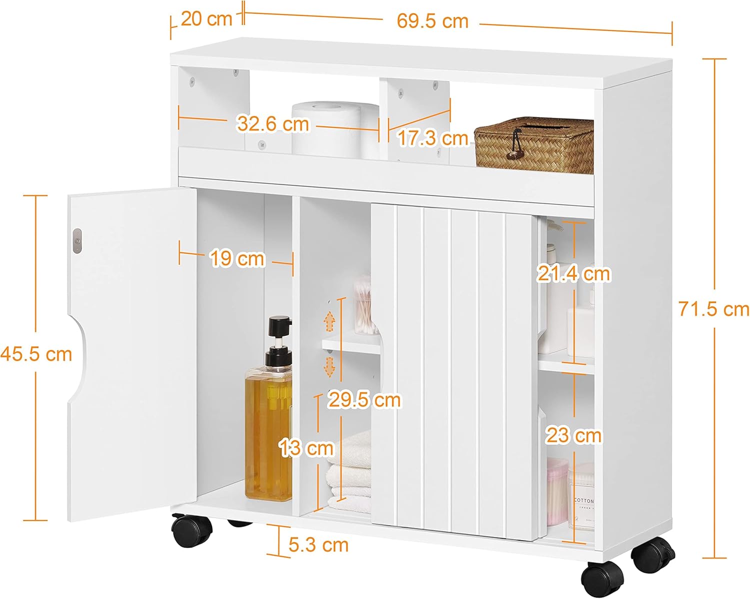 Thumbnail 1 de Yaheetech Mobile da bagno con ante scorrevoli 20×70×72 cm 🚪