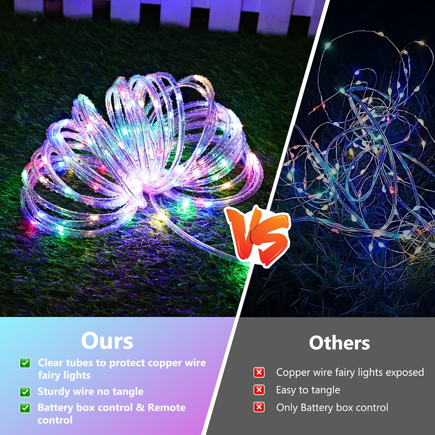 Detalle de Jnaurb Battery-Operated Rope Lights, 33 ft