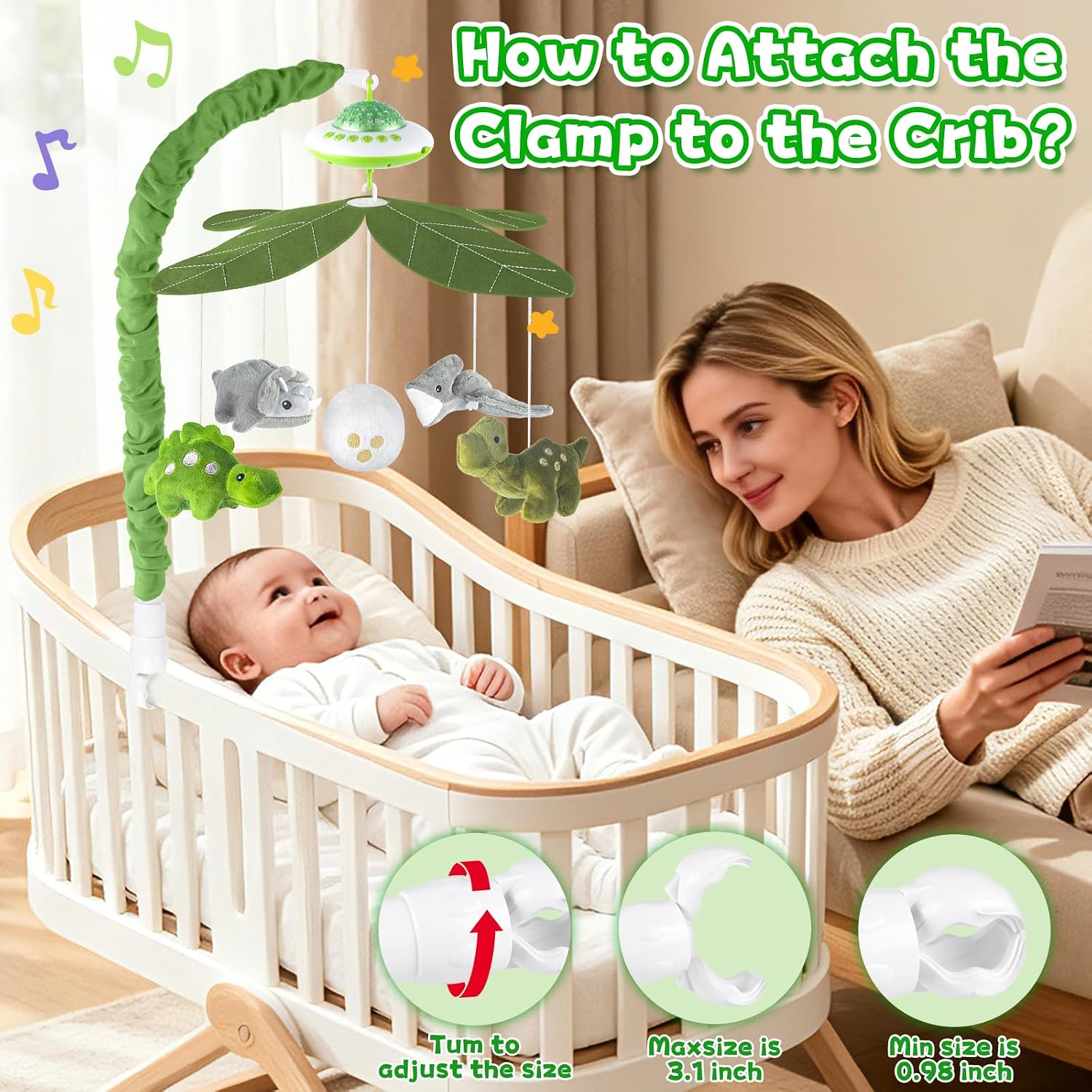 Thumbnail 4 de Playix Baby Crib Mobile with Music, Remote Control, and Starlight Projection
