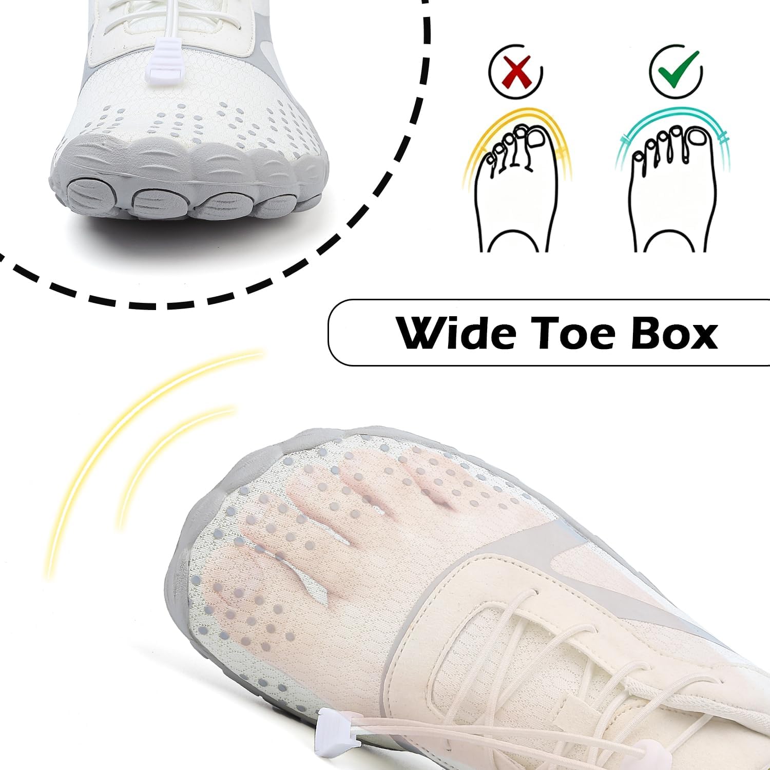 Detalle de DimaiGlobal Scarpe Barefoot Minimaliste da Trail e Indoor – Zero-Drop, suola antiscivolo, mesh leggera