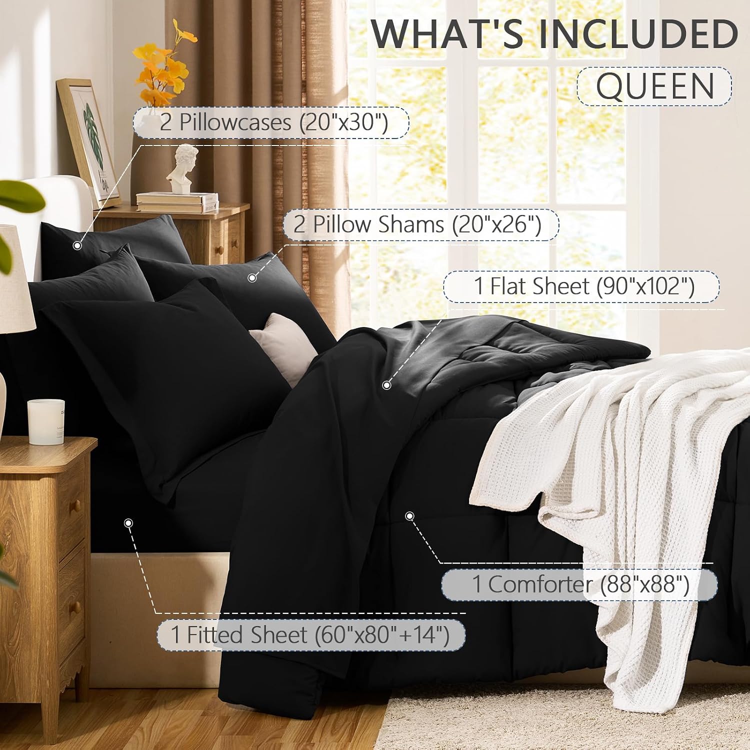 Thumbnail 5 de CozyLux Queen Comforter Set 7‑Piece