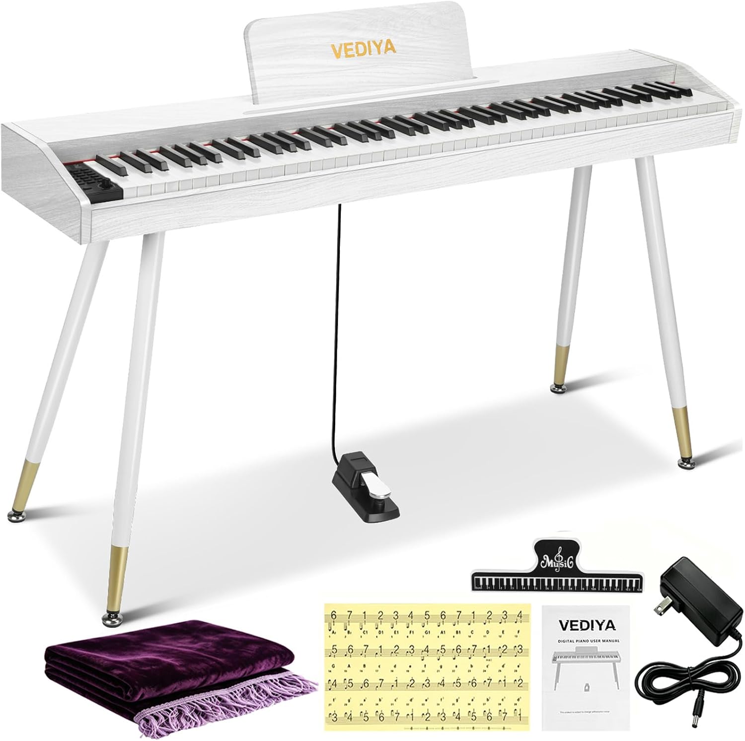 Detalle de Vediya VE28 88-Key Digital Piano with Semi-Weighted Keys and 600 Tones
