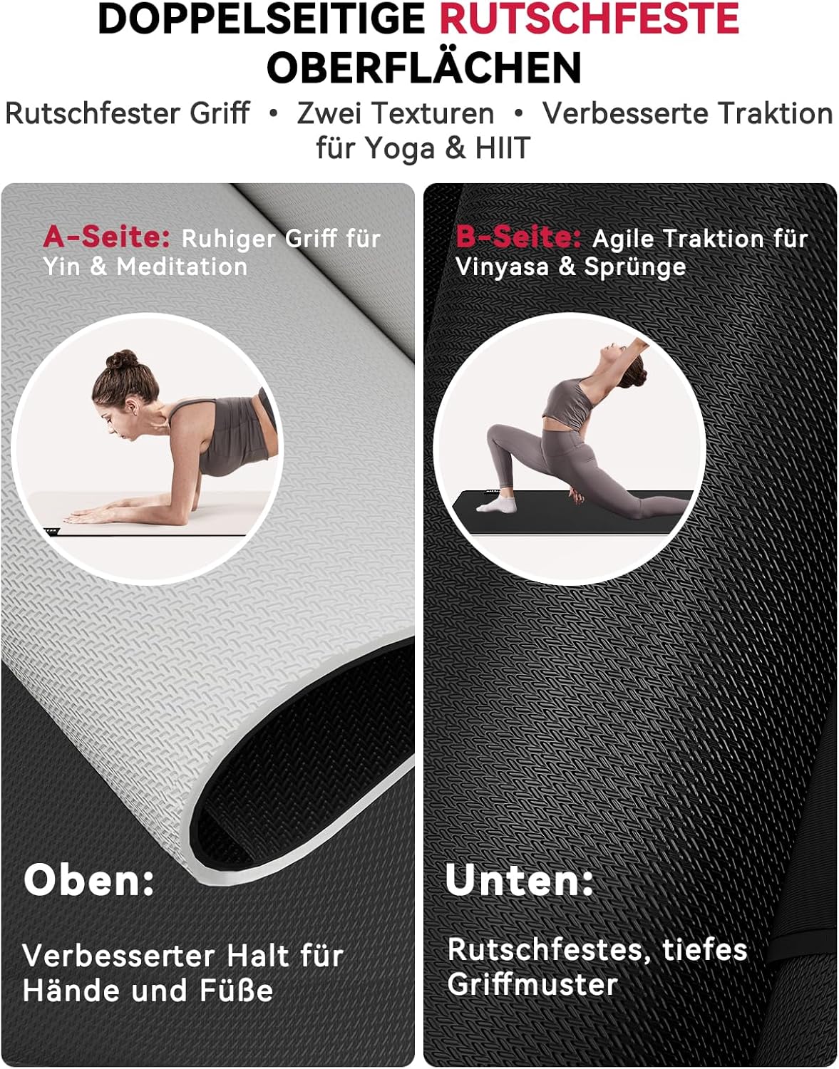 Thumbnail 2 de HAPBEAR Yogamatte XXL 183×91 cm (6 mm) – rutschfeste Gymnastik- und Fitnessmatte mit Tragetasche