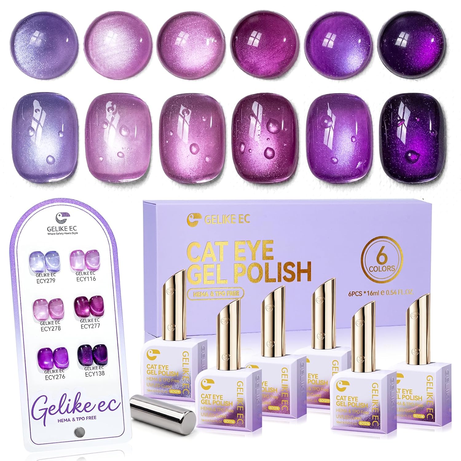 Detalle de Gelike EC Cat Eye Gel Nail Polish Kit, 6 Colors