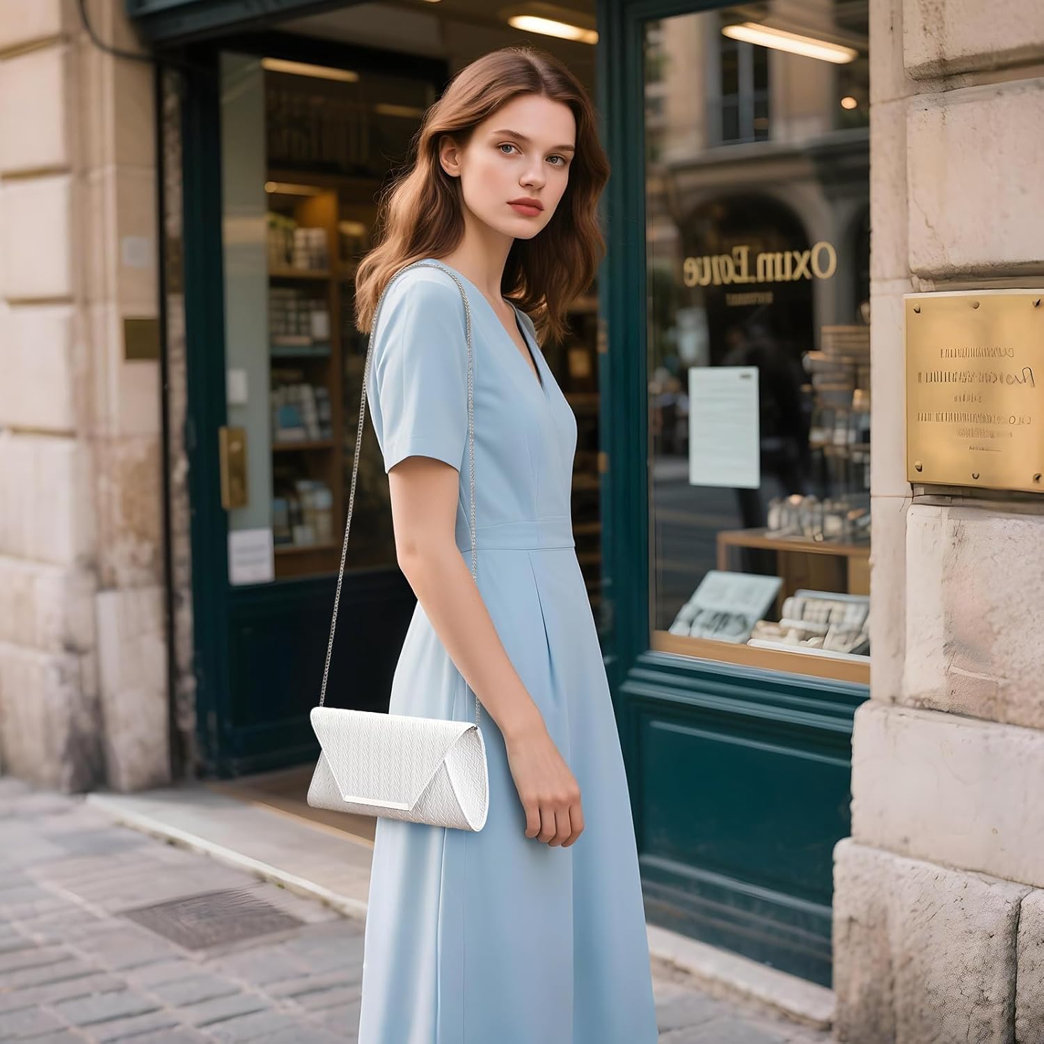 Detalle de BAIGIO Sac de Soirée Élégant en Cuir PU – Pochette polyvalente pour Mariage et Fête