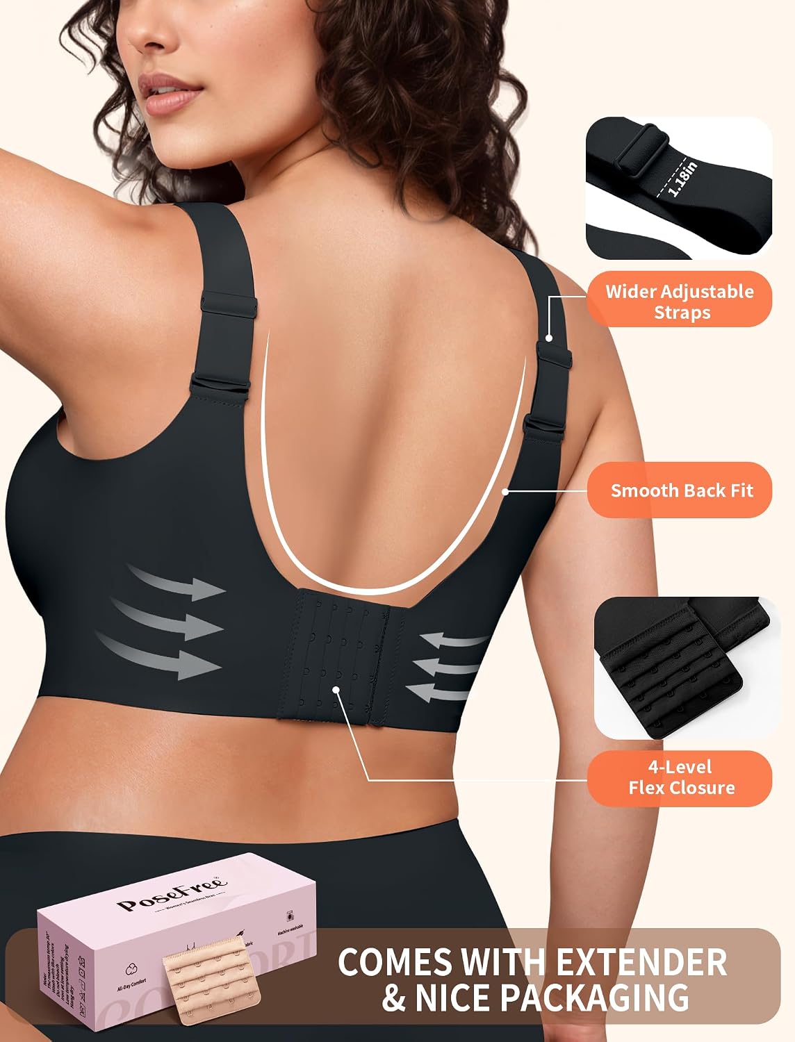 Detalle de PoseFree Seamless Wireless Supportive Bra Full Coverage