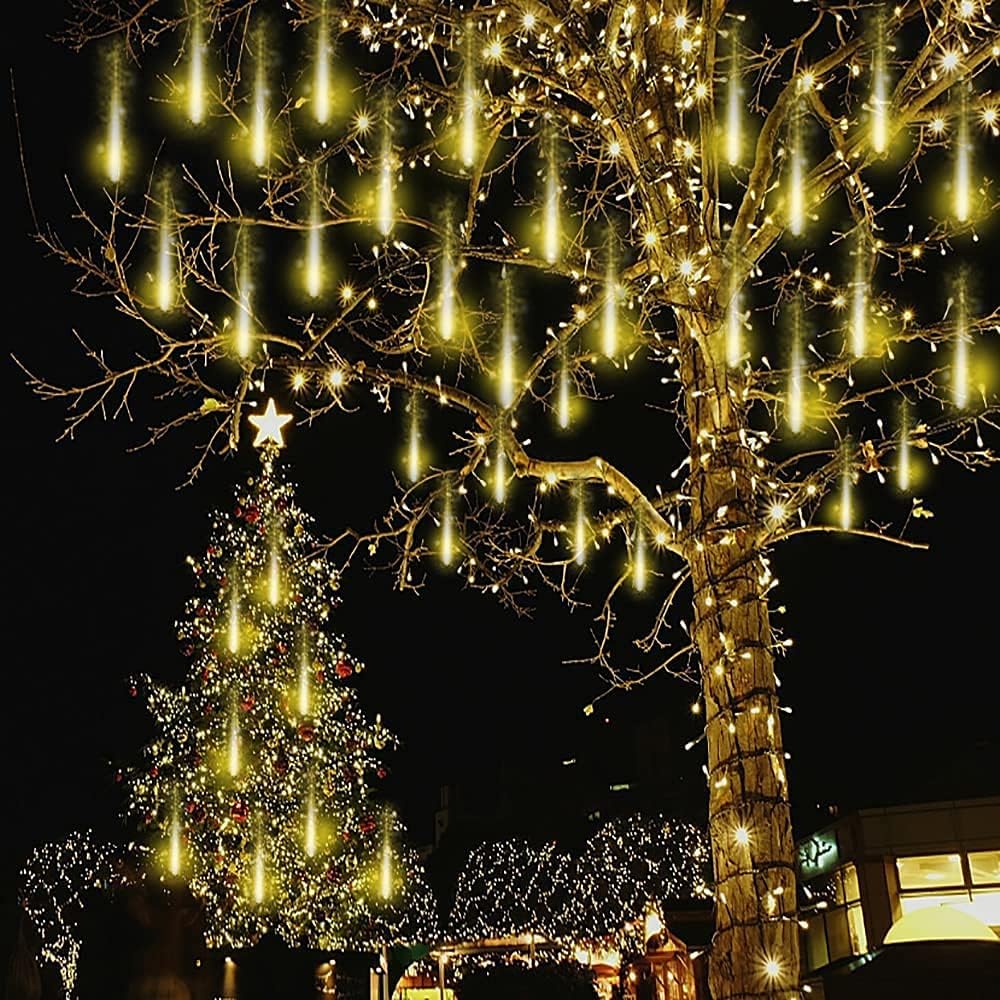 Detalle de Kwaiffeo mewa-eu meteorenregen-lichtslinger met 10 LED-buizen, warm wit
