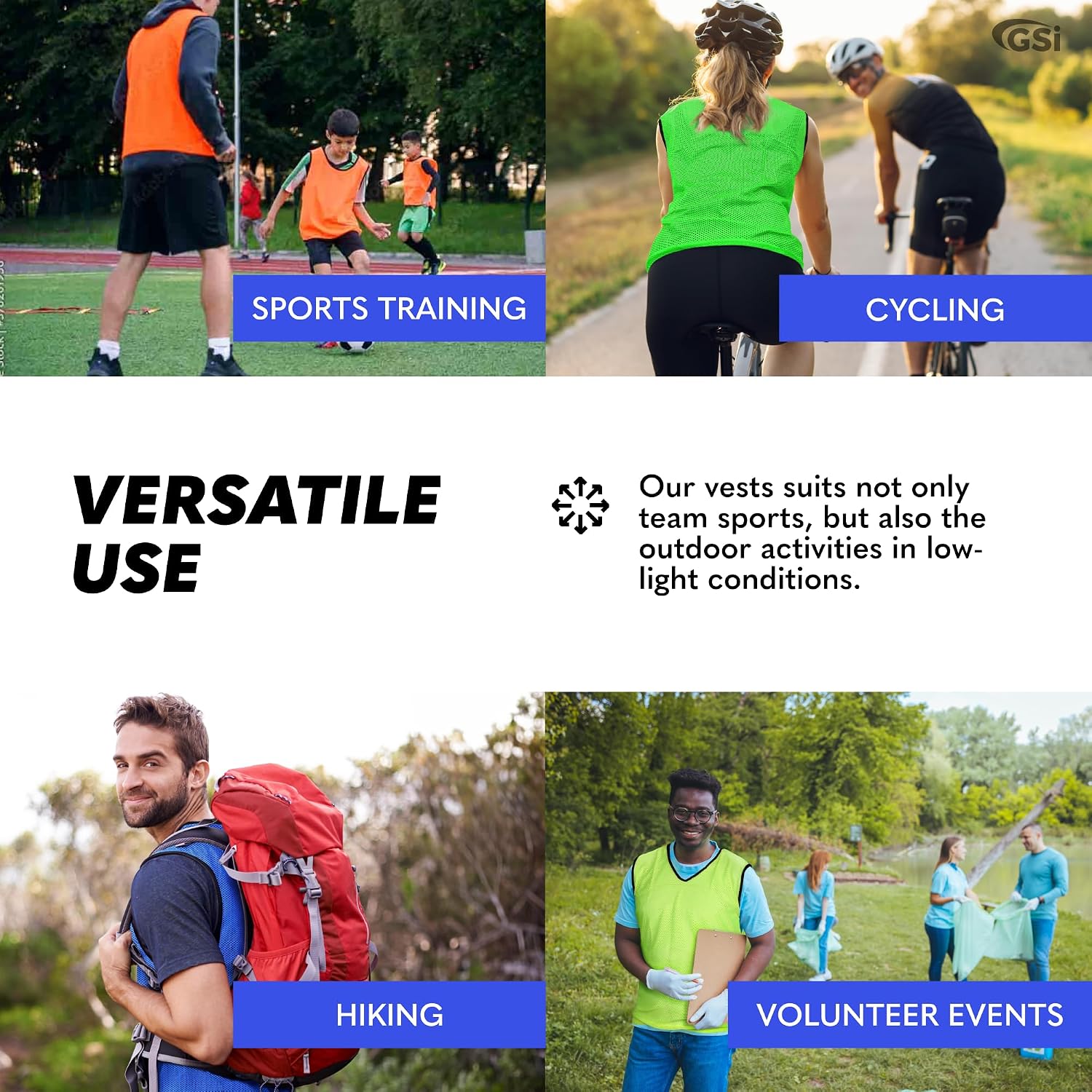 Thumbnail 5 de GSi Sports Pinnies Training Vest Packs (6 or 12) – Free Size Mesh for Soccer & Basketball