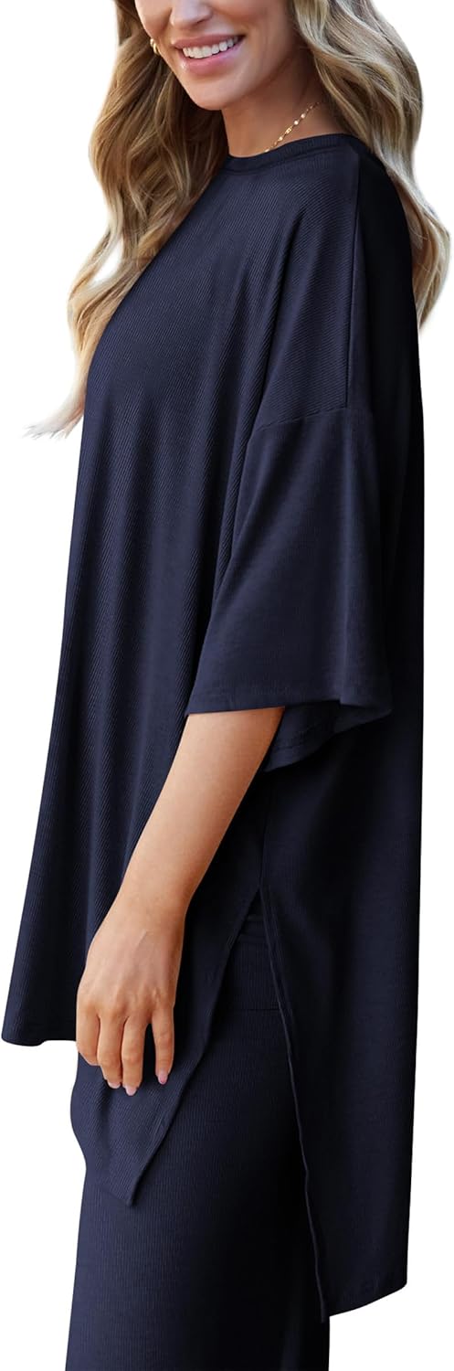 Thumbnail 3 de PRETTYGARDEN Two-Piece Lounge Set for Women (Short-Sleeve Top + Wide-Leg Pants)
